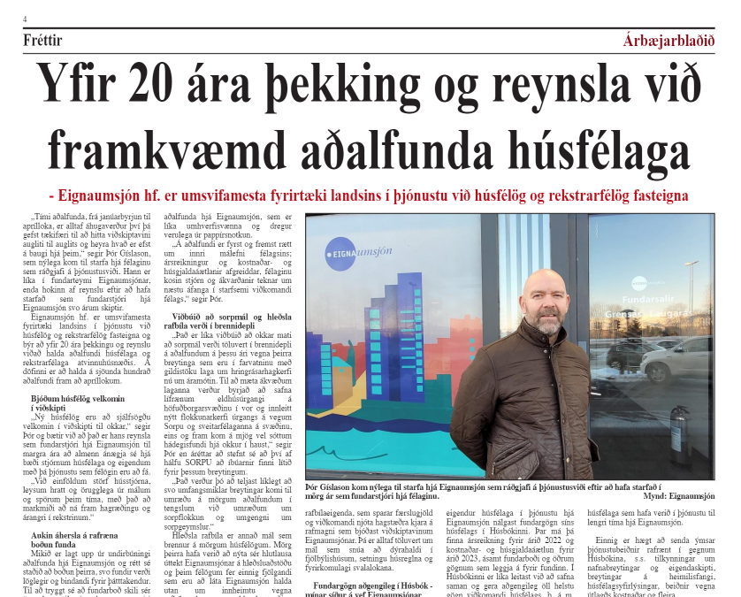 Yfir 20 ára þekking og reynsla við framkvæmd aðalfunda húsfélaga